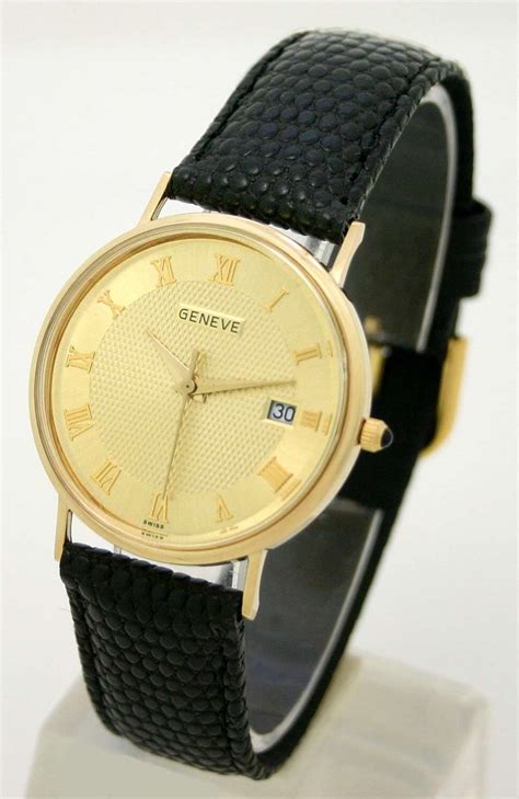 geneve mens watches|geneve 14k men's gold watches.